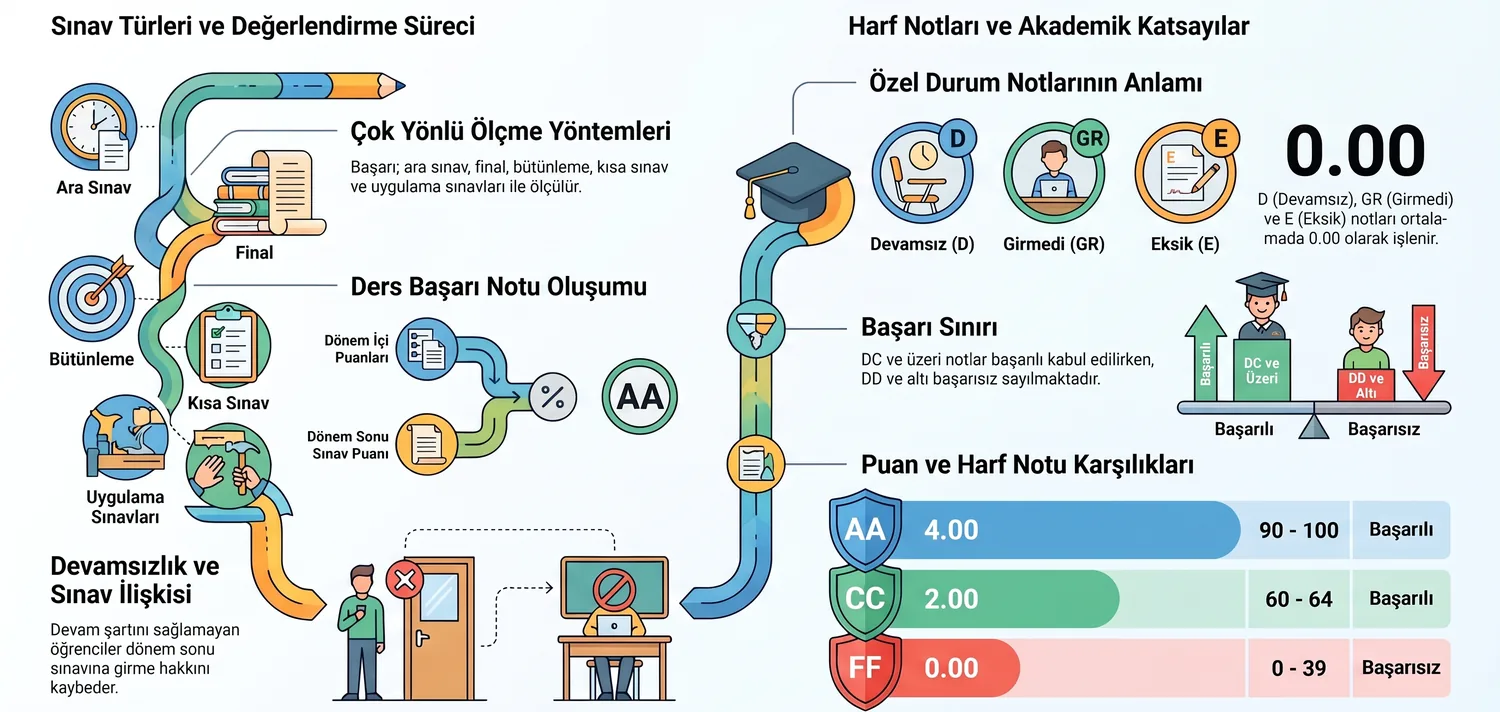 Sınav türleri ve harf notları